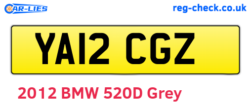 YA12CGZ are the vehicle registration plates.