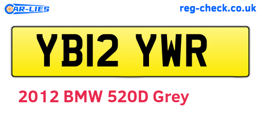 YB12YWR are the vehicle registration plates.
