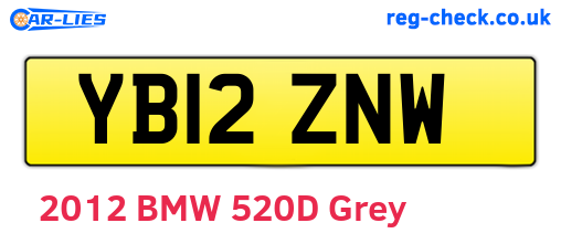 YB12ZNW are the vehicle registration plates.