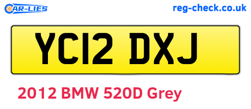 YC12DXJ are the vehicle registration plates.