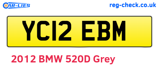 YC12EBM are the vehicle registration plates.