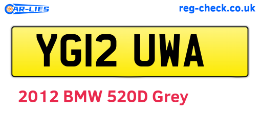 YG12UWA are the vehicle registration plates.