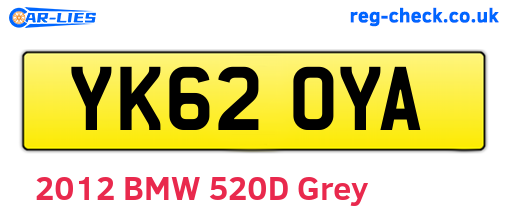 YK62OYA are the vehicle registration plates.