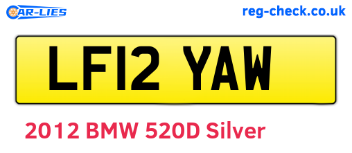 LF12YAW are the vehicle registration plates.