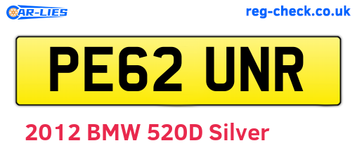 PE62UNR are the vehicle registration plates.