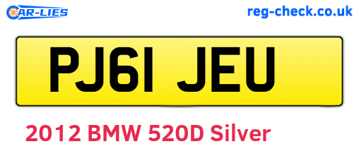 PJ61JEU are the vehicle registration plates.