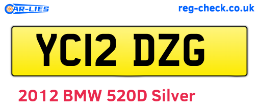 YC12DZG are the vehicle registration plates.