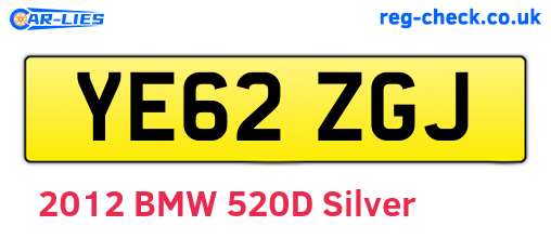 YE62ZGJ are the vehicle registration plates.