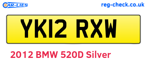 YK12RXW are the vehicle registration plates.