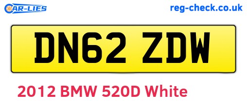 DN62ZDW are the vehicle registration plates.