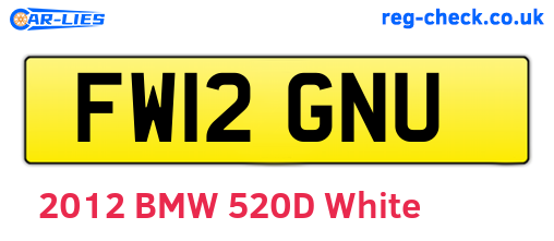 FW12GNU are the vehicle registration plates.