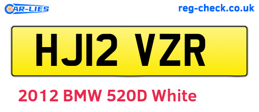 HJ12VZR are the vehicle registration plates.