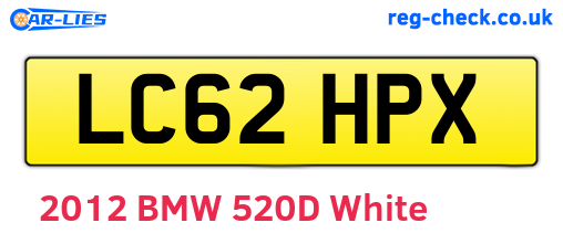 LC62HPX are the vehicle registration plates.