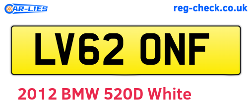 LV62ONF are the vehicle registration plates.