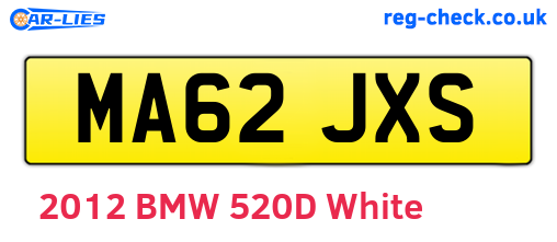 MA62JXS are the vehicle registration plates.