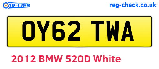 OY62TWA are the vehicle registration plates.