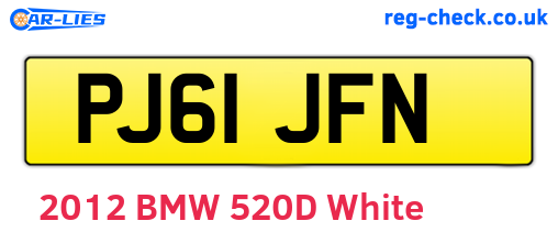 PJ61JFN are the vehicle registration plates.