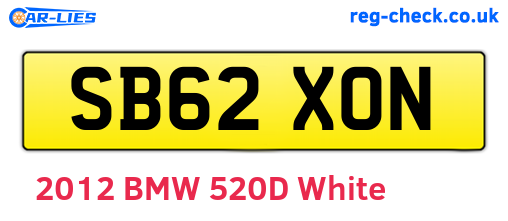 SB62XON are the vehicle registration plates.