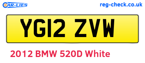 YG12ZVW are the vehicle registration plates.