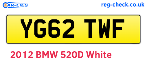 YG62TWF are the vehicle registration plates.