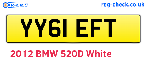 YY61EFT are the vehicle registration plates.