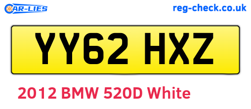 YY62HXZ are the vehicle registration plates.