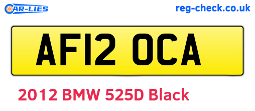 AF12OCA are the vehicle registration plates.