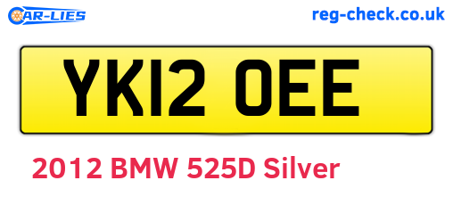 YK12OEE are the vehicle registration plates.