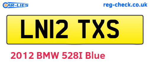 LN12TXS are the vehicle registration plates.
