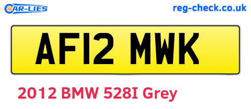 AF12MWK are the vehicle registration plates.