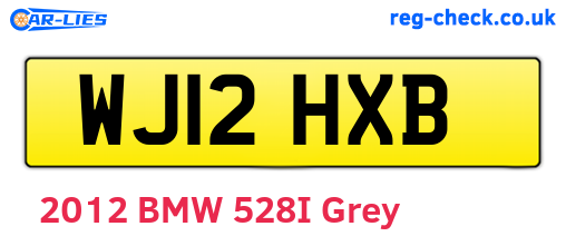 WJ12HXB are the vehicle registration plates.