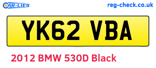 YK62VBA are the vehicle registration plates.