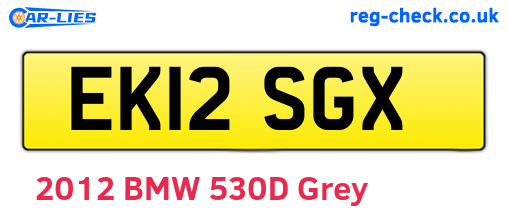 EK12SGX are the vehicle registration plates.