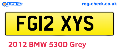 FG12XYS are the vehicle registration plates.