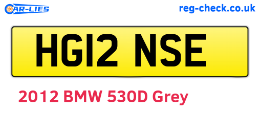 HG12NSE are the vehicle registration plates.