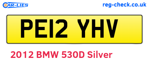 PE12YHV are the vehicle registration plates.