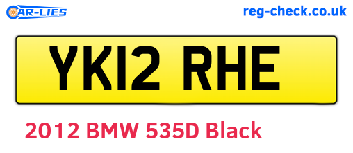 YK12RHE are the vehicle registration plates.