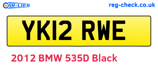 YK12RWE are the vehicle registration plates.