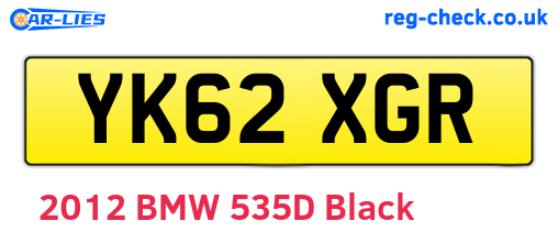 YK62XGR are the vehicle registration plates.