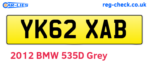YK62XAB are the vehicle registration plates.