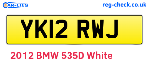 YK12RWJ are the vehicle registration plates.