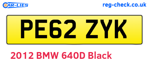 PE62ZYK are the vehicle registration plates.