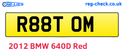 R88TOM are the vehicle registration plates.
