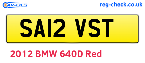 SA12VST are the vehicle registration plates.