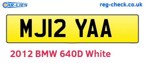 MJ12YAA are the vehicle registration plates.