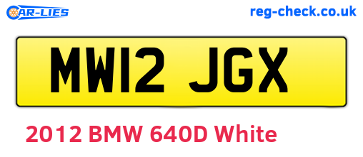 MW12JGX are the vehicle registration plates.