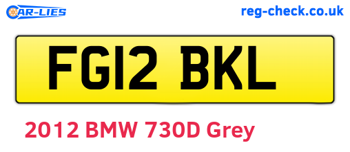 FG12BKL are the vehicle registration plates.