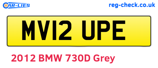 MV12UPE are the vehicle registration plates.