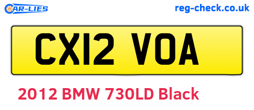 CX12VOA are the vehicle registration plates.