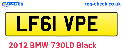 LF61VPE are the vehicle registration plates.